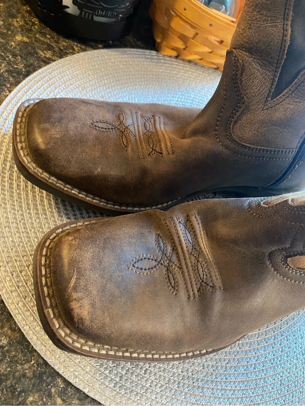 Smoky Mountain Ranger Kid 6 M Distressed Leather Cowboy Boots Fits 7.5 womems